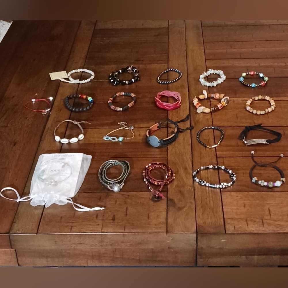 21 Wearable Mixed Bead and Cord Women's Bracelet Collection - Assorted Colors